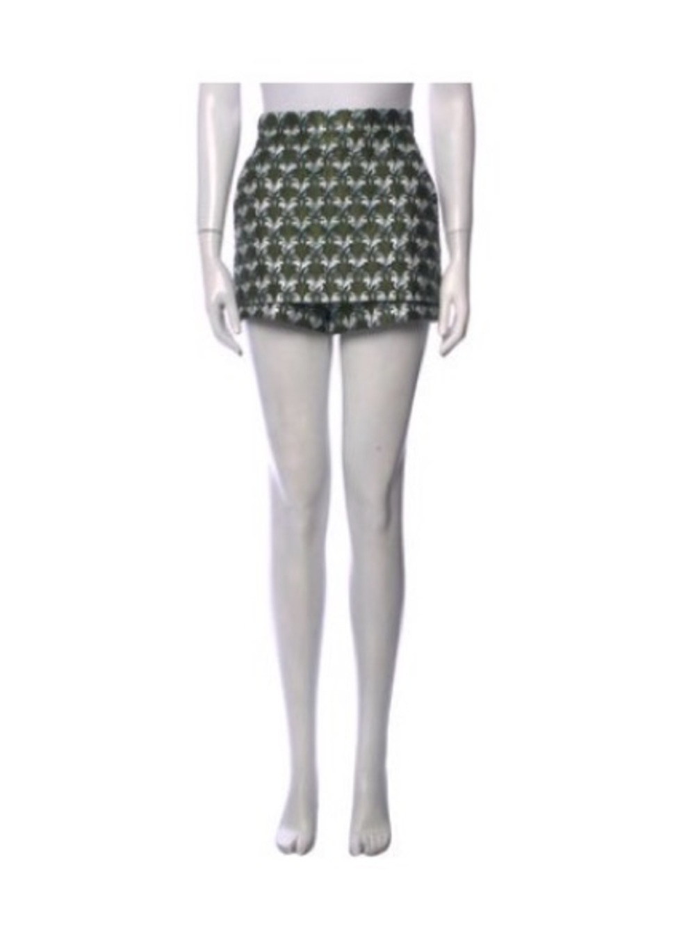 Maje Green Palm-Print Mini Skirt